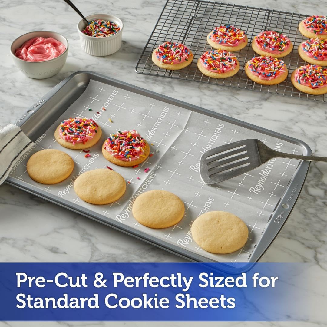 Reynolds Kitchens Baking Parchment Paper Sheets - Oven-Safe, Reusable, 12x16 in, 22 Count (Pack of 2)