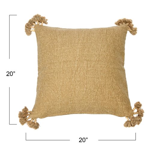 20" Square Canvas Pillow Cover with Tassels
