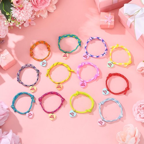 Landical 24 Pcs Jesus Loves Me Bracelet Gifts Christian Easter Party Favors Handmade Adjustable Bracelets for Women Girls Mother