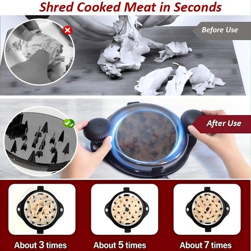 Chicken Shredder Tool Twist Meat Shredder Large-Shredding Tools with Stainless Steel Spikes Chicken Breast, Pulled Pork, Beef Black&Black