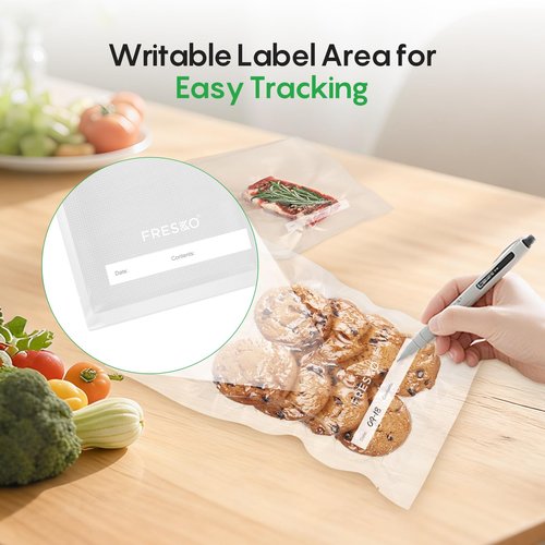 FRESKO Vacuum Sealer Bags, 150 Gallon 11" x 16" and Quart 8" x 12" and Pint 6" x 10" BPA Free PreCut Bag, Commercial Grade Food Vac Bags for Storage, Meal Prep or Sous Vide