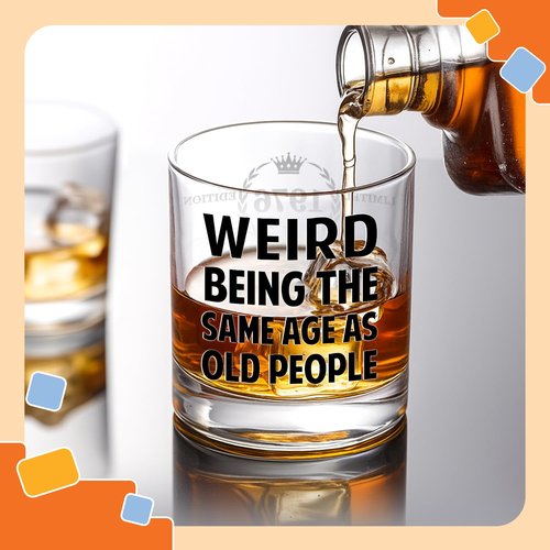 NewEleven 50th Birthday Gifts For Him, Men - 1976 50th Birthday Decorations, Funny Gifts For Men, Husband, Dad - Cool Whiskey Gifts Idea From Her, Wife - Whiskey Glass