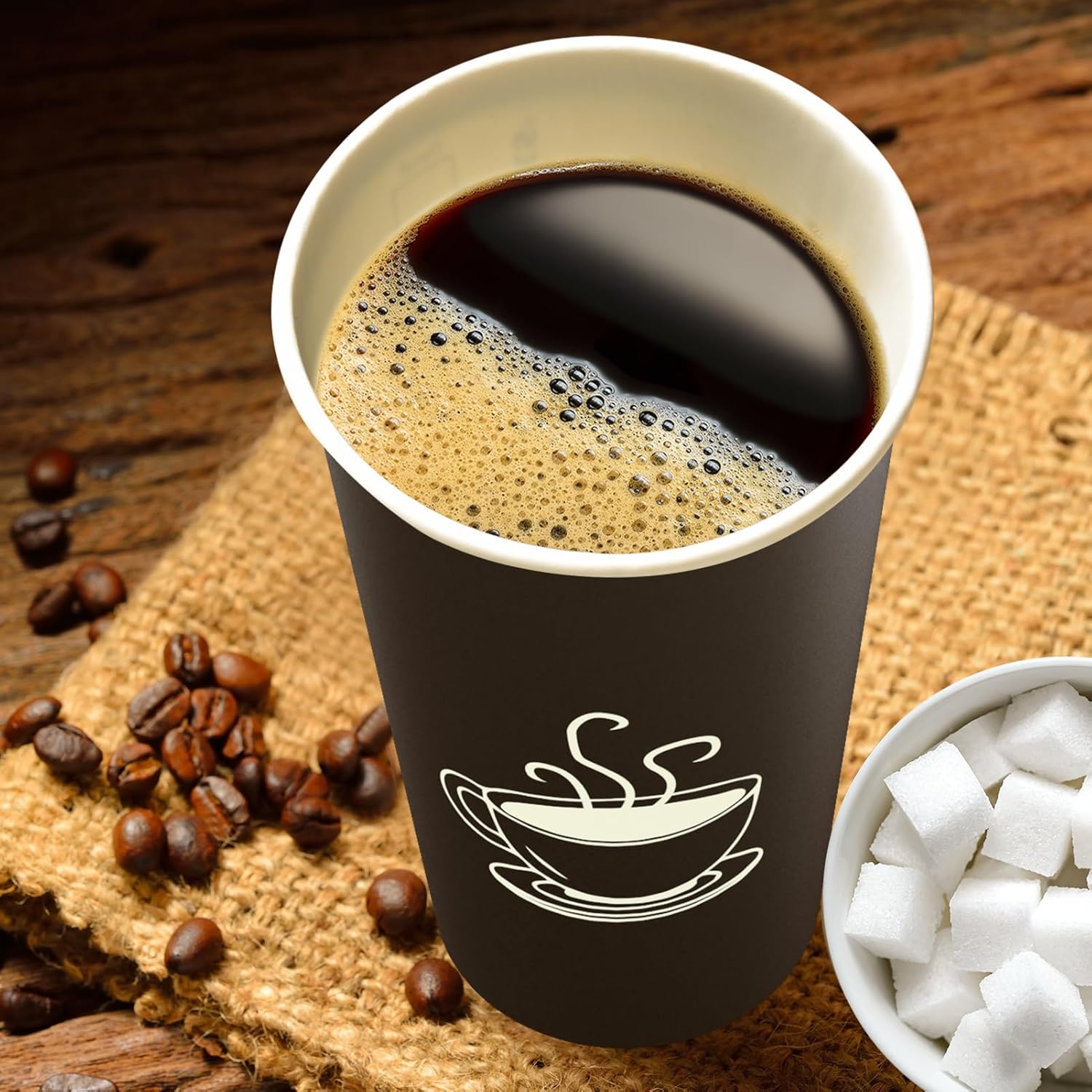 TOPVALUE 16 oz Disposable Paper Coffee Cups - 210 Count for Parties & Everyday Use