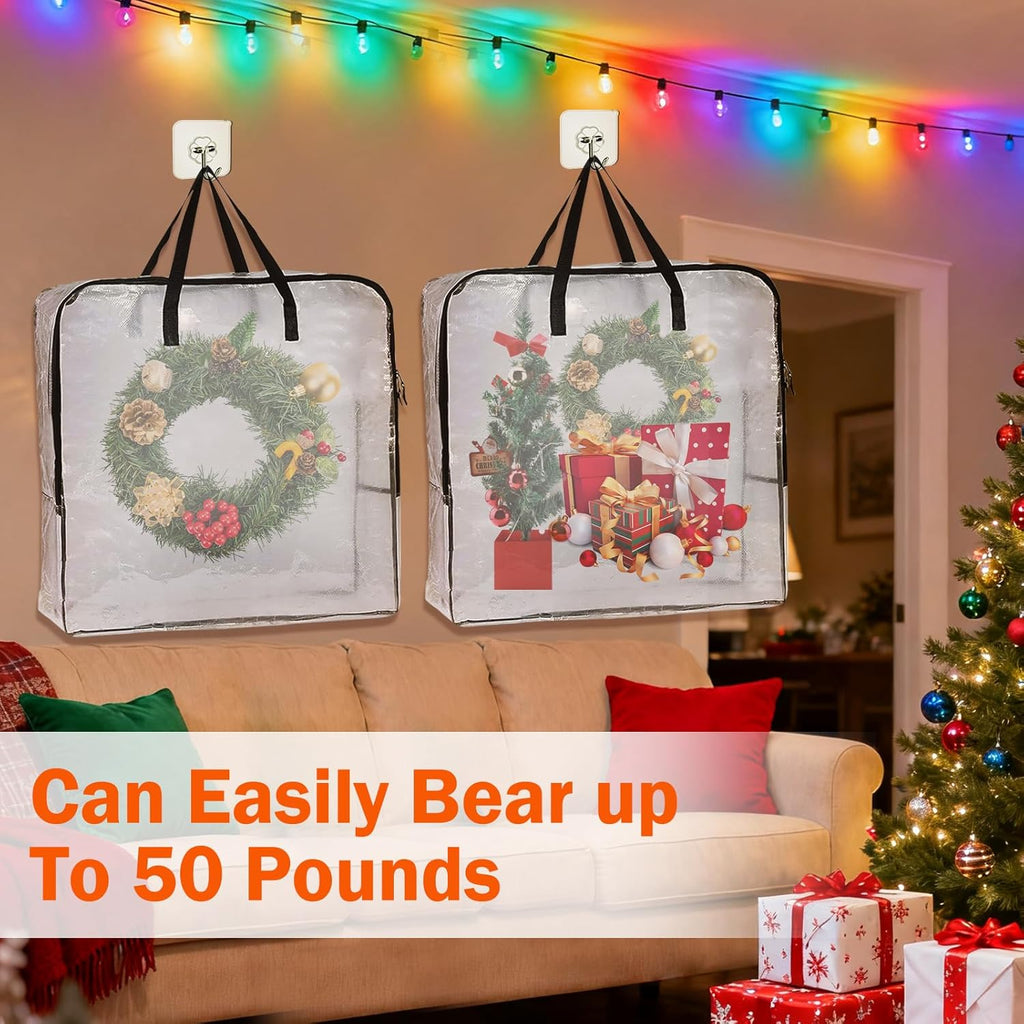 Skiennix Wreath Storage Container - 25-Inch Durable Polyester Bag for Holiday Decorations | 3 PCS Set