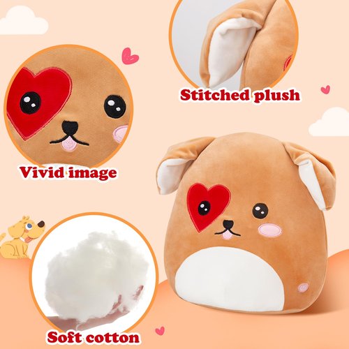 CozyWorld 12 in Valentines Puppy Dog Plush, Light up Valentines Stuffed Dog with Heart, Original Squishy Pillow with Colorful Night Lights Valentine Gifts for Kids Girls Boys Girlfriend