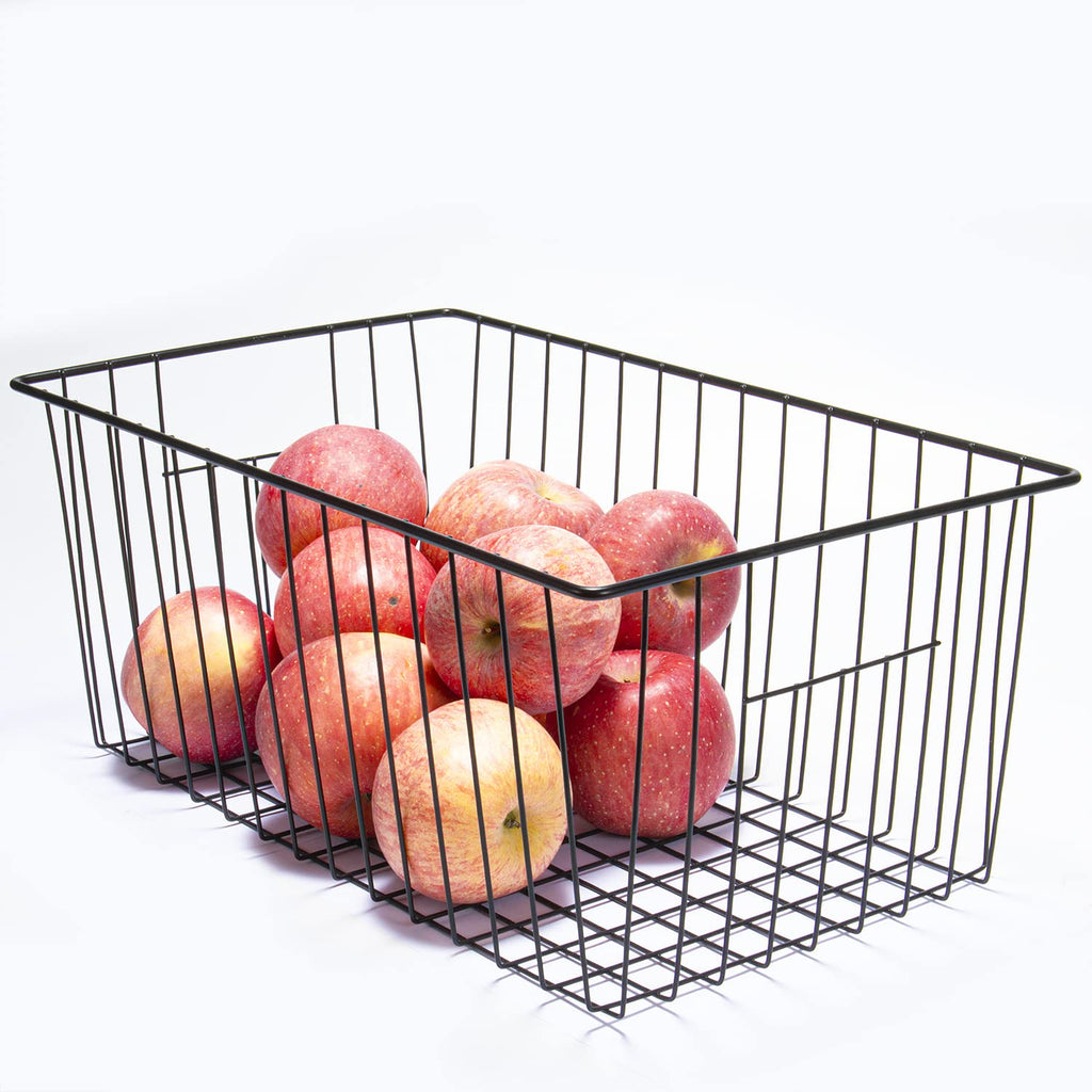 Nprohuge 4 Pack Freezer Organizer Bins - Stand up Freezer Organizers for 16 Cu.Ft Upright Freezer, Easily Get Food Improve Air Circulation, Wire Storage Baskets, Black