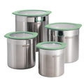 Tramontina 4-Piece Food Storage Containers with Silicone Lids, Stainless Steel Reusable Canister Set, Kitchen Pantry Organizer for Oats, Flour, Cereal, Sugar, Snacks (Mint Green)