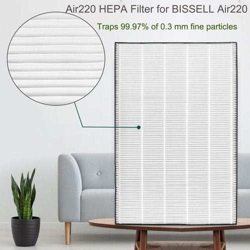 FFsign 2678 Replacement High Efficiency HEPA Filter + 2677 Actived Carbon Filter for Bissell Air220 Air320, 1 True HEPA Pre-Filter & 1 Carbon Filter