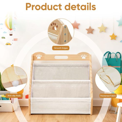 dakewang Small Bookshelf for Kids and Toddler, Double-Sided Baby Bookshelf, Montessori Kids Bookcase, Baby Book Shelf for Nursery (White)