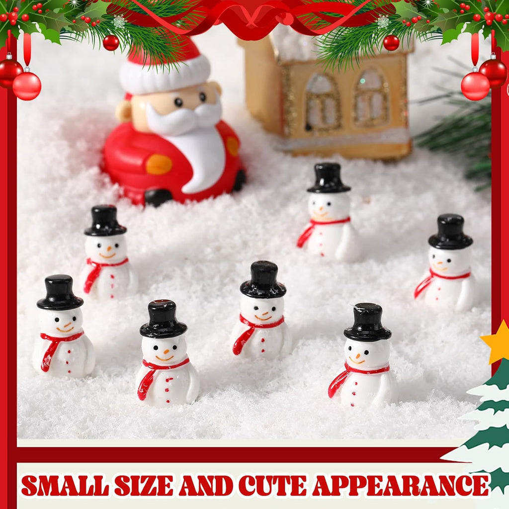 Skiennix Winter Mini Resin Snowman Figurines - 50 Pcs Black Hat Cake Decorations | DIY Crafts