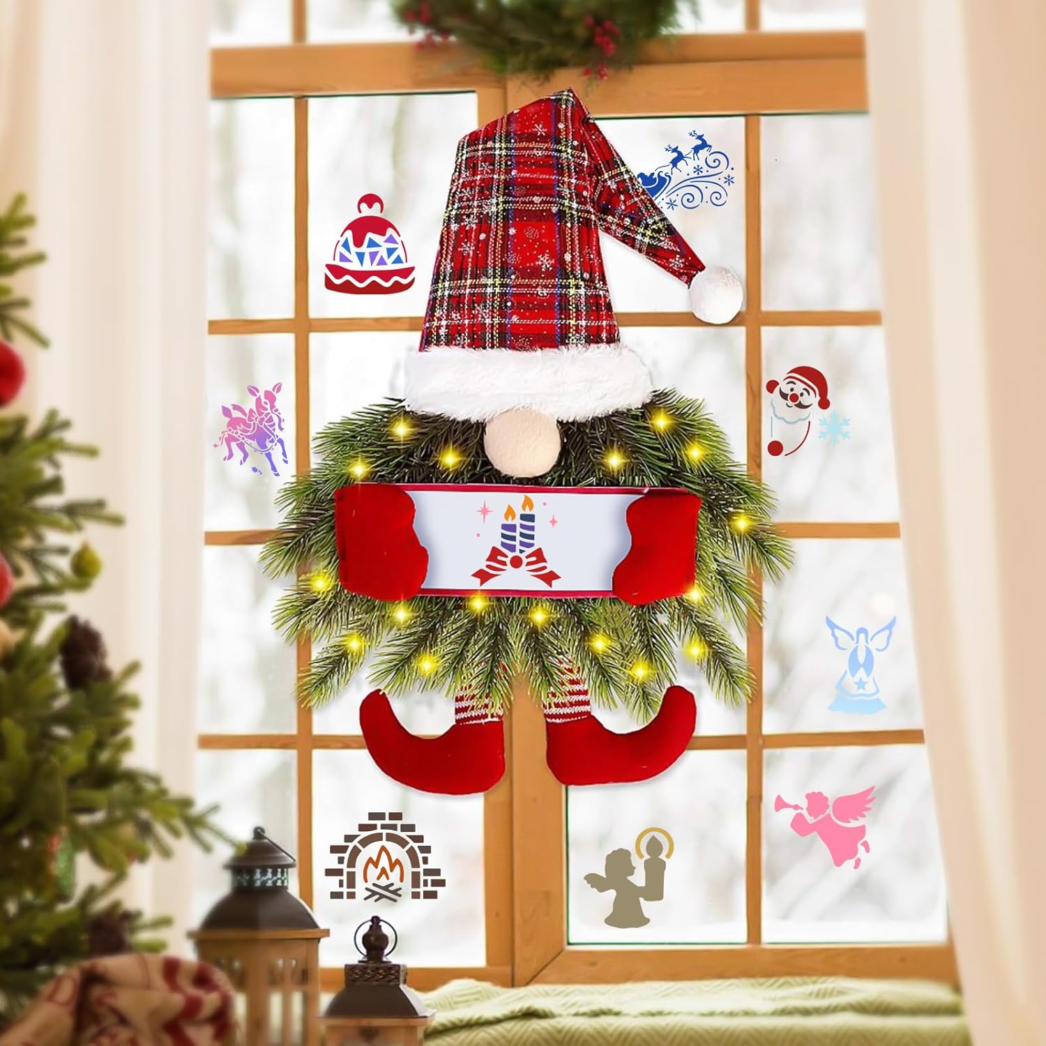Skiennix 72 PCS Christmas Stencils - Reusable Holiday Painting Templates for Wood, Glass & Fabric Decor