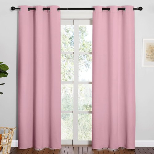 NICETOWN Blackout Curtains - Thermal Insulated Grommet Drapes for Office & Theater | Crystal Pink, 84 Inches