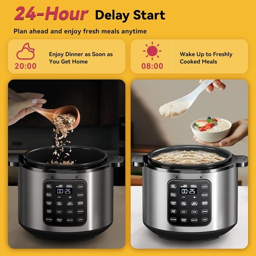 Instant Pot Electric Pressure Cooker - 6 Quart Silver Non-Stick Pot with 12 Preset Functions & Touchscreen