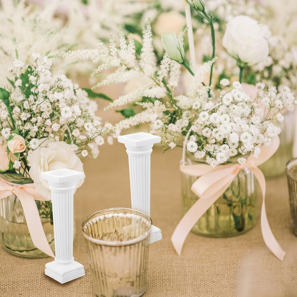 VICASKY Roman Pillar Statues - 6 Pcs Greek Column Decor for Weddings & Photography | White Miniature Columns 4.92 Inch