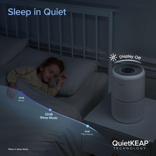 LEVOIT Air Purifier - HEPA Filter with Sleep Mode & Smart WiFi | Quiet for Large Rooms, White