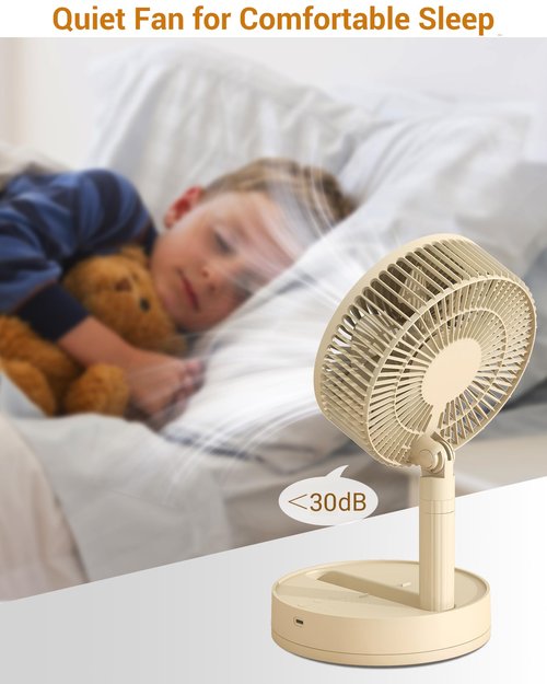 KASYDoFF Portable Fan, 8'' Oscillating Desk Fan, 5400mAh Rechargeable Small Fan for Bedroom, 4 Speeds＆8H Timer Battery Powered Travel Fans for Outdoor, Khaki