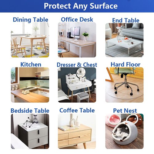 40x70 inch Thick Clear PVC Dining Table Protector Plastic Tablecloth Desk Cover Pad Mat Wooden Furniture Coffee Glass Bistro Bar Table Cloth Top Topper Protection Waterproof Rectangular Vinyl Plastic