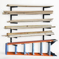 Wood Storage Racks - 3-Level Wall-Mounted Organizer by [Brand Name] | Durable Metal Lumber Shelving (Black - 4 Pack)