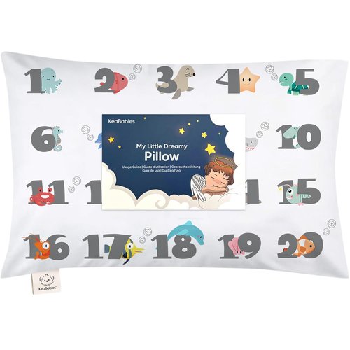 My Little Dreamy Toddler Pillow - Organic Cotton Travel Bed Pillow with Soft Pillowcase | 13x18 Inches, Machine Washable for Ages 2-5