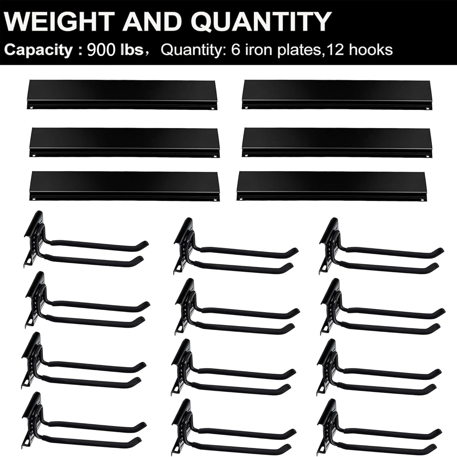 Wallmaster Garage Storage Organizer - Heavy-Duty Wall Mount Tool Rack with 12 Adjustable Hooks | 96-Inch Tracks, 900lb Capacity