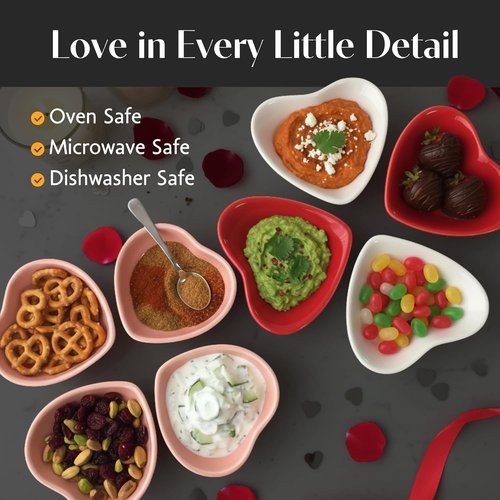 BIA Heart Dish Set - 3-Piece 6 oz Heart-Shaped Stoneware Serveware for Snacks & Desserts