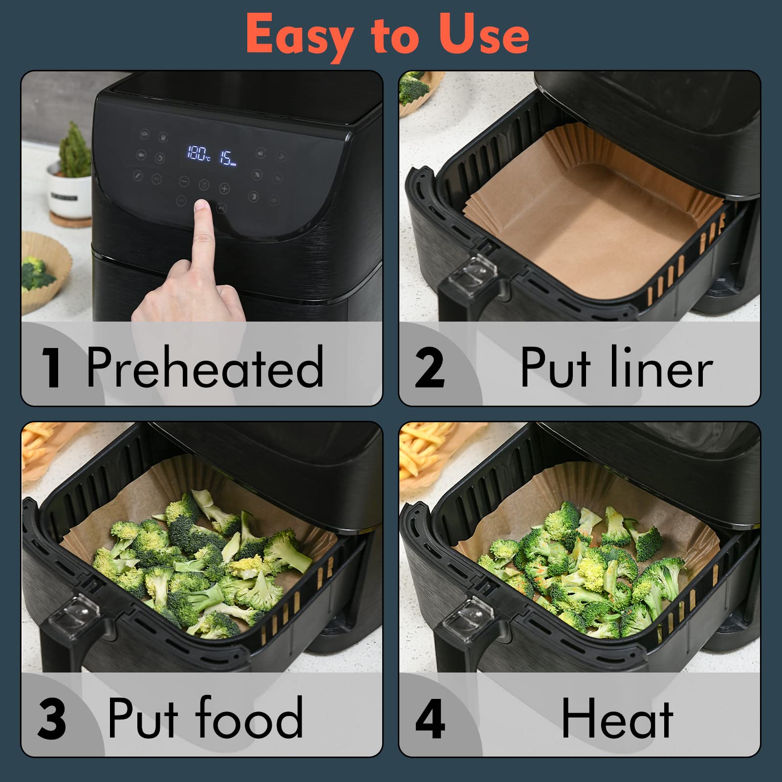 [3-Size] Air Fryer Disposable Paper Liner Rectangle Compatible with Ninja foodi Dual AirFryers Toaster Oven, Non-stick Parchment Paper Baking Accessories