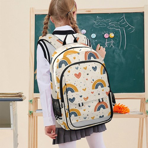 senya School Backpack Kids College Rucksack Travel Bookbag Fashion Back Pack Girls Boys Hearts and Rainbows