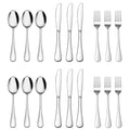 E-far Forks Spoons and Knives Set for 6, 18 Pieces Stainless Steel Silverware Set, Food Grade Flatware Cutlery Sets for Home Kitchen Restaurant, Mirror Finish, Dishwasher Safe