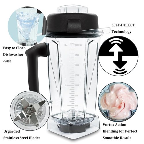 Blender Pitcher 64oz, Replacement for 5200 5000 5300 6300 VM0101 VM0103 VM0197 Classic/Explorian/Commercial Series etc Container Jar Cup