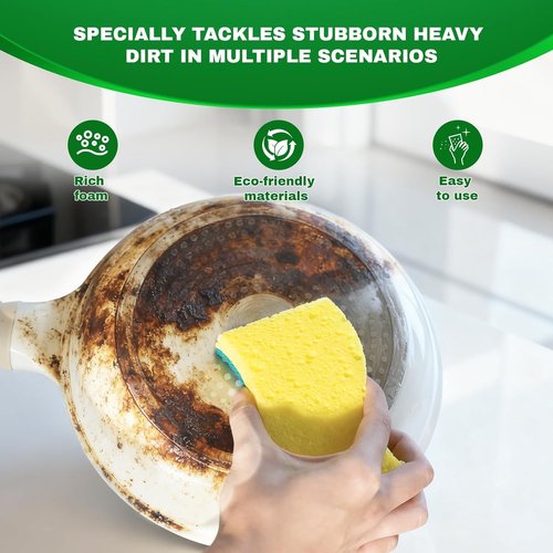 Heavy Duty Scrub Sponge - 9 Pack Tough Cleaning Tool for Grills, Stovetops & Pots | Durable Dual-Sided Design