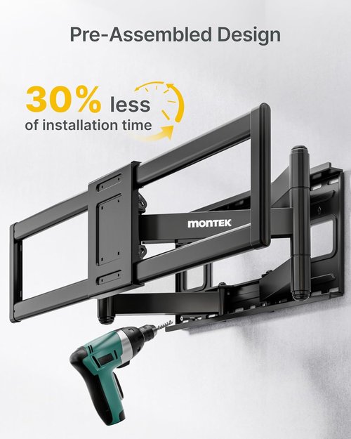 monTEK Heavy Duty XXL Full Motion TV Wall Mount - Fits 60-120 Inch TVs, 265 lbs Capacity, Swivel & Tilt
