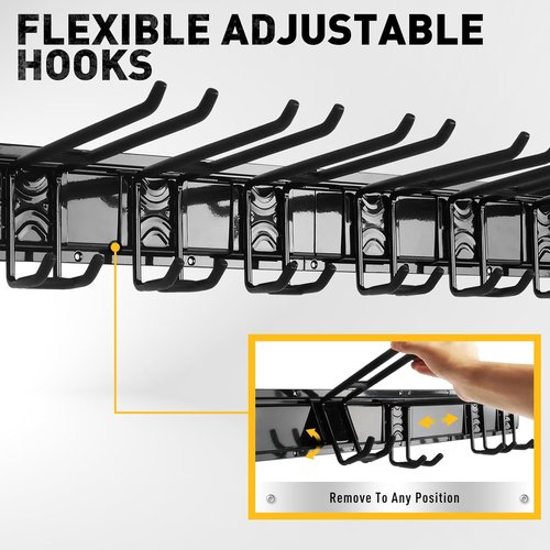 ELEAD Heavy Duty Garage Tool Organizer - 9 Pairs Wall Mount Hooks | 48 Inches, 730 lbs Capacity for Garden & Yard Tools