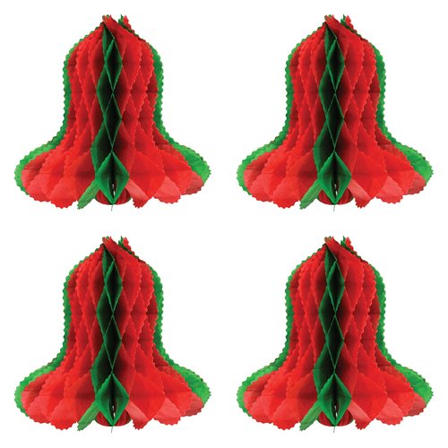 12-Inch Red and Green Tissue Bell Pack of 4