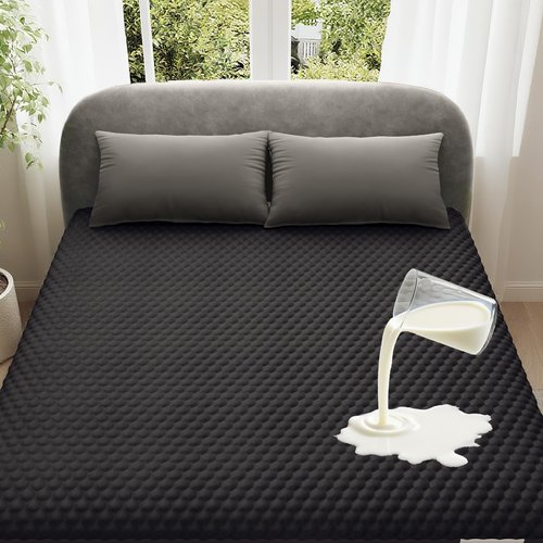 OhGeni 100% Waterproof Mattress Protector, Queen-Black Size Mattress Pad, Fits 6"-20" Mattresses with Deep Pocket, Cooling, Breathable Fitted Sheets, Soft Bed Cover, Noiseless, Machine Washable