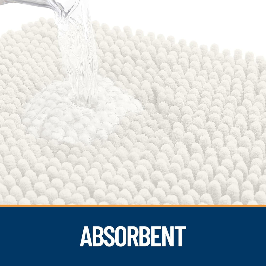 OLANLY Dog Door Mat - Absorbent Non-Slip Chenille for Muddy Paws | 24x16 Ivory Indoor Entryway Carpet