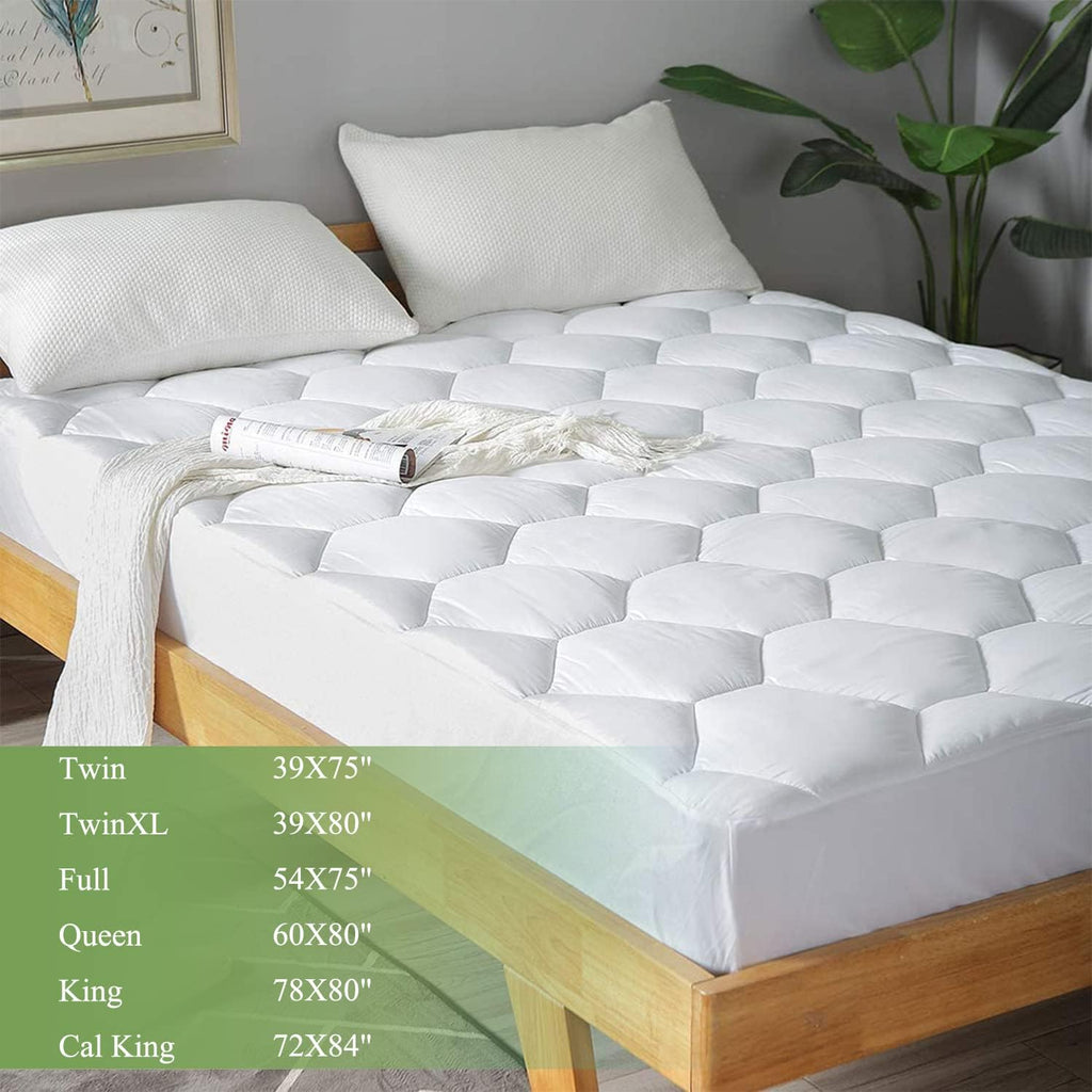 Queen Mattress Pad by [Brand Name] - Ultra Soft Quilted Fitted Topper for 8-21" Deep Pockets - White