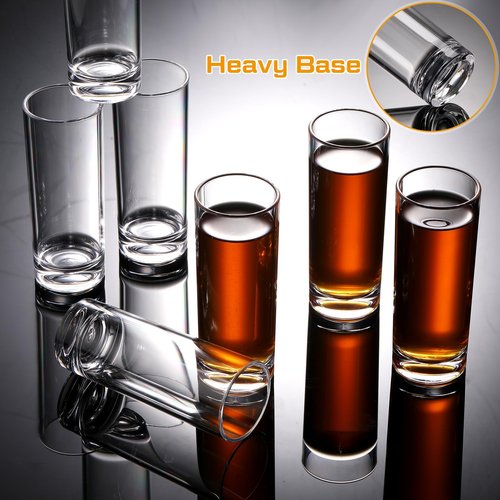 FillTouch 100 Pcs Shot Glasses Set 2.2 oz Mini Shot Cup Bulk, Clear Plastic Unbreakable Base Plastic Glass for Custom, Birthday Wedding Guest Gift (Tall)