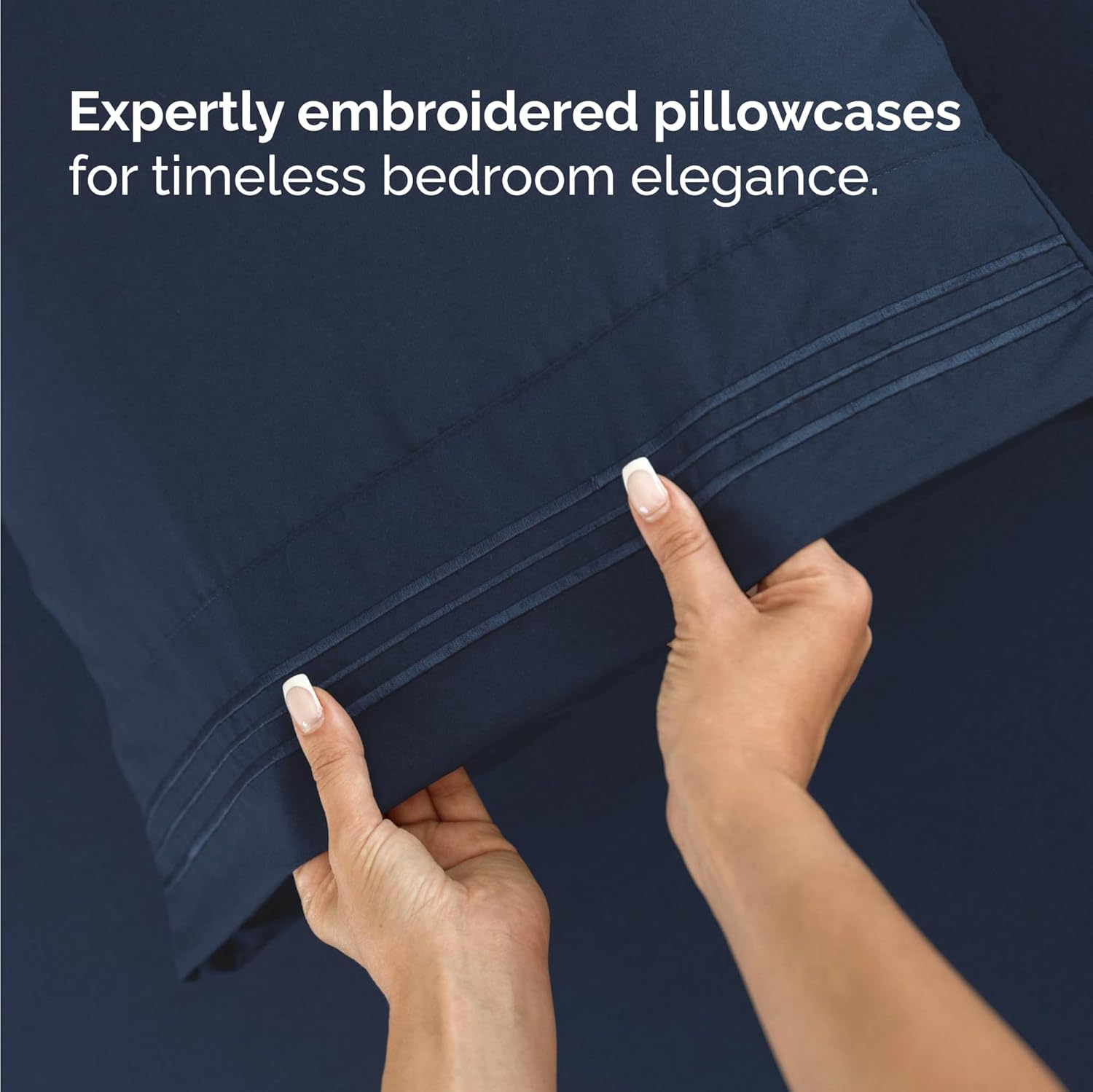 Skiennix Twin Size 3-Piece Sheet Set - Ultra-Soft Cooling Bed Sheets - Deep Pockets, Navy Blue