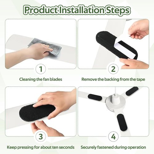 Soleeya 15 Pack Ceiling Fan Air Filters for Blades, Fan Blade Air Purifier Pads, Fan Filters for Ceiling Fan Blades, Reusable Carbon Filter Pad for Home Bedroom Living Room (Thickness 0.2 inch)