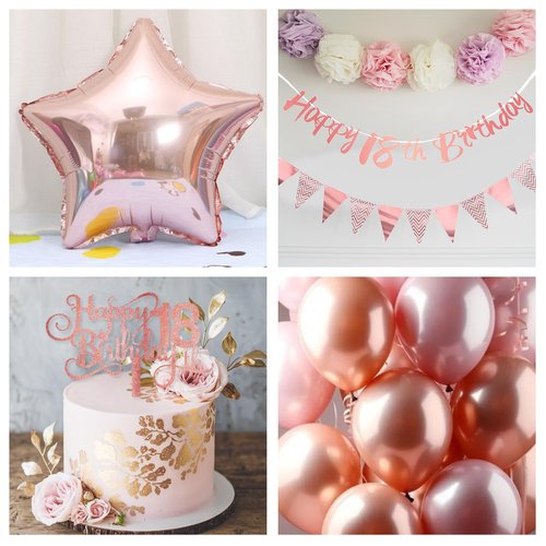 Jobkoo 18th Birthday Decorations for Girls, Retro Pink Nude Number 18 Balloon Set Happy 18th Birthday Banner Cake Topper Dusty Pink Beige Rosegold Star Balloons for Boho 18 Year Old Bday Party Decor