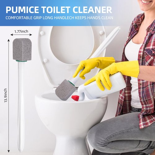 yiweiiwn Pumice Stone Toilet Cleaner with Long Handle Pumice Stone Toilet Bowl Cleaner Rust and Grease Stain Clean Suitable for Toilets Bathroom Sink,BBQ 2Handle and 10Pumices Stones(Gray)