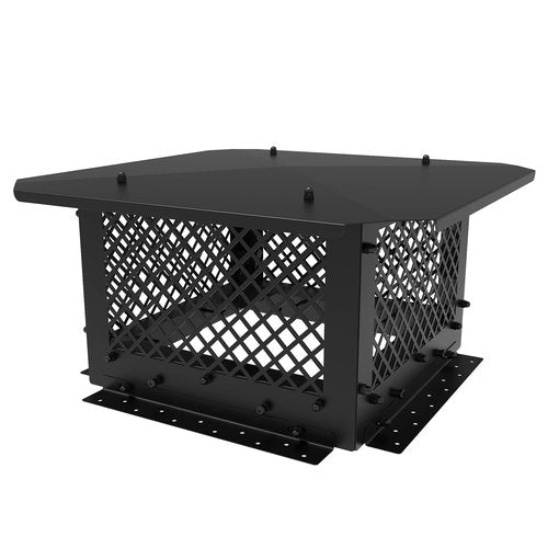 Hahaemall Chimney Cap, 14" x 14" Chimney Cover, Chimney Rain Caps, Adjustable Fireplace Chimney Caps for Outside to Fit Existing Clay Flue Tile Sizes, Black