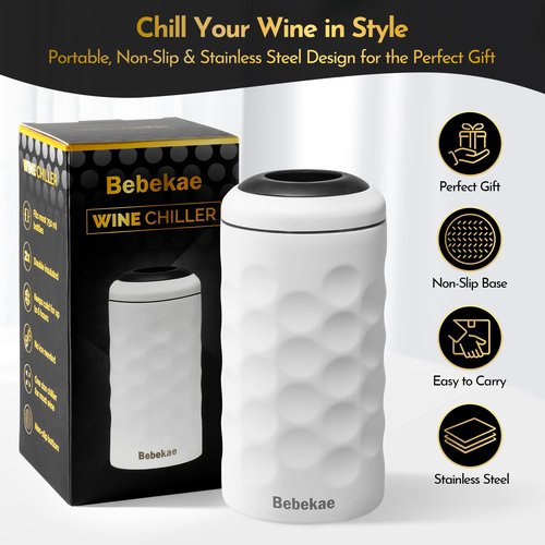 Keep Wine Cold for 6+ Hours Wine Chiller – Double Walled Stainless Steel Wine Bottle Chiller | Vacuum Insulated Wine Chillers for Bottles | Fits Most 750ml Wine & Champagne Bottles