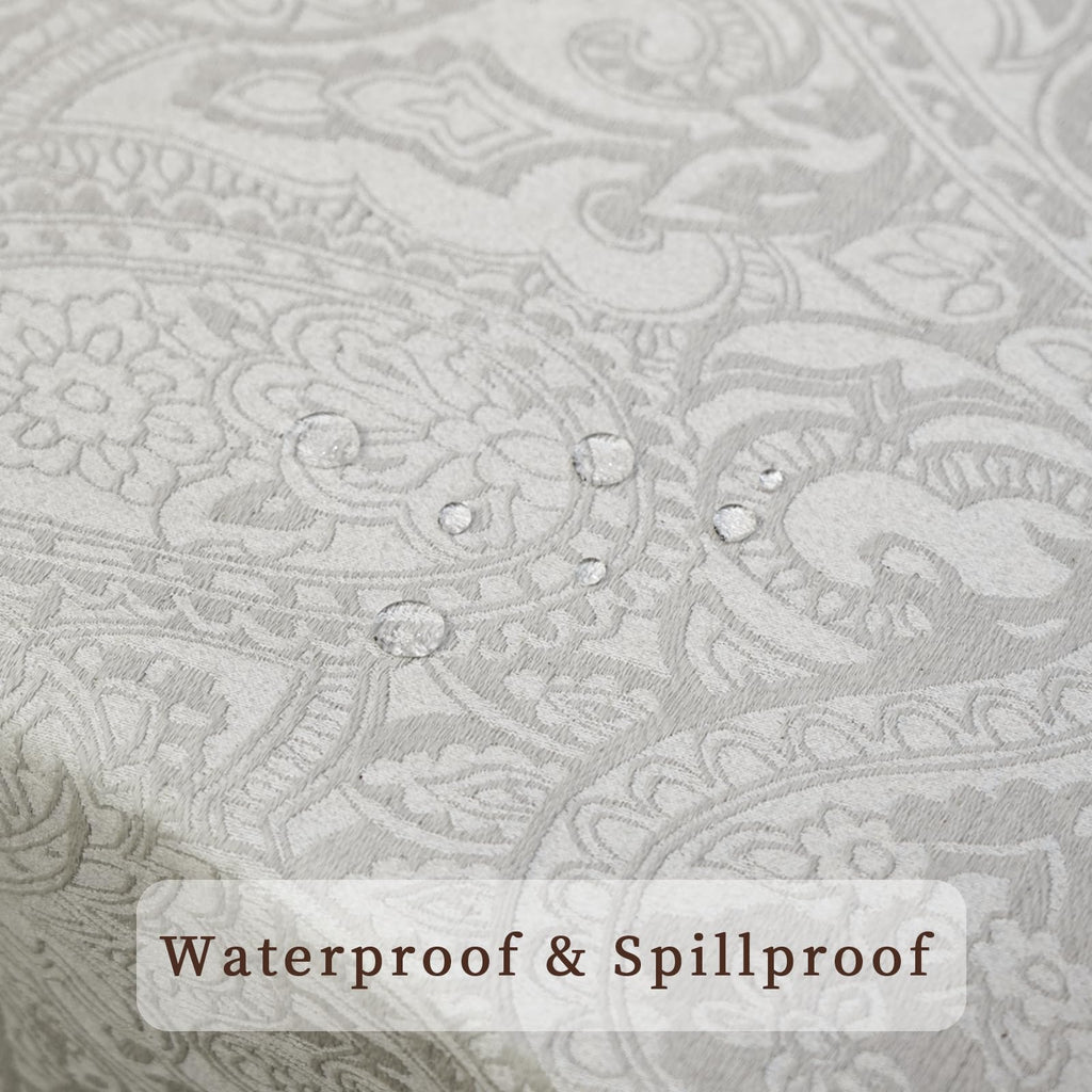 ZIWUROAD Rectangle Tablecloth, Jacquard Textured Spill-Proof Washable Dining Table Cloth, Heavy Weight Fabric Table Cover for Wedding, Kitchen, Dinners (72''x54'', Milky White)