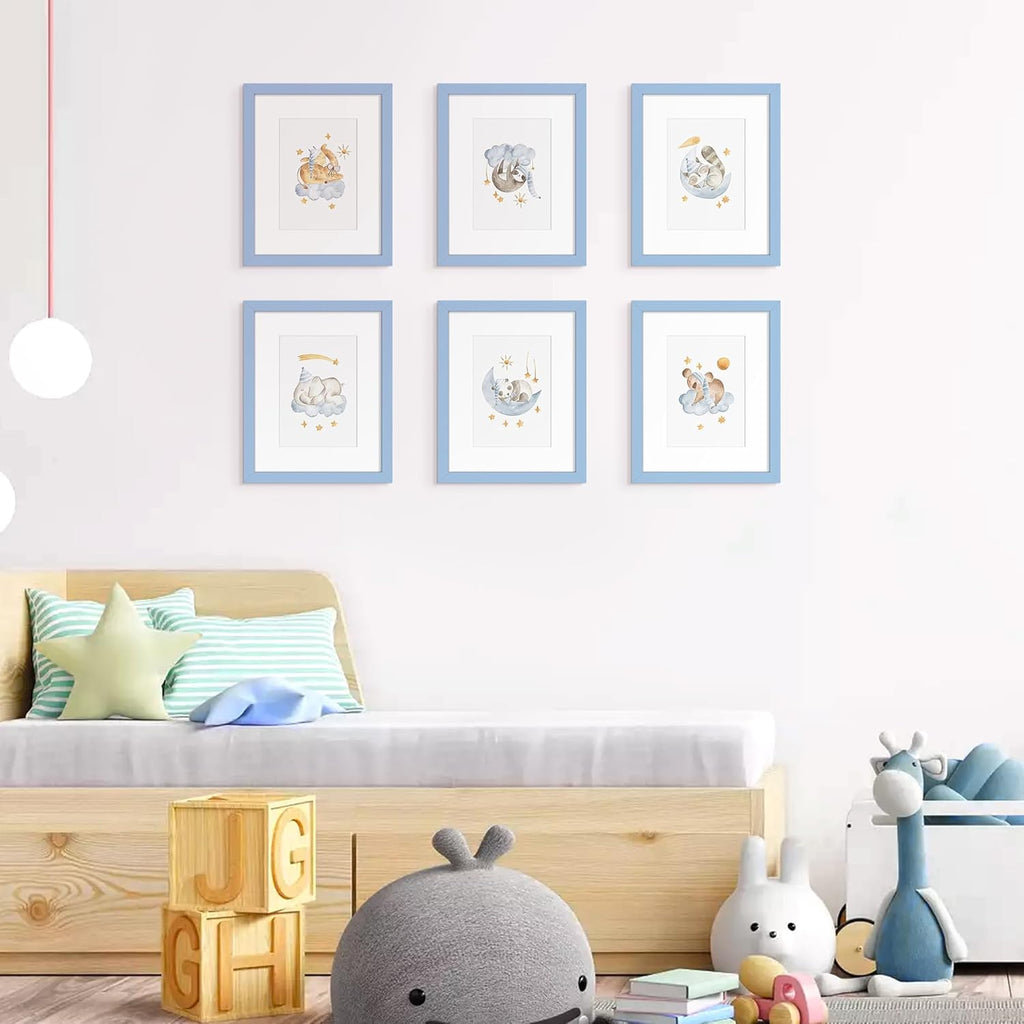 Upsimples 8x10 Picture Frame Set of 5 - Display 5x7 or 8x10 Photos | Stylish Blue Wall Gallery Frames