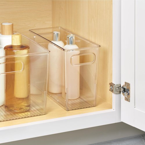 iDesign Tall Plastic Storage Bin with Handles for Fridge or Freezer - Set of 2 - Clear - Made in USA