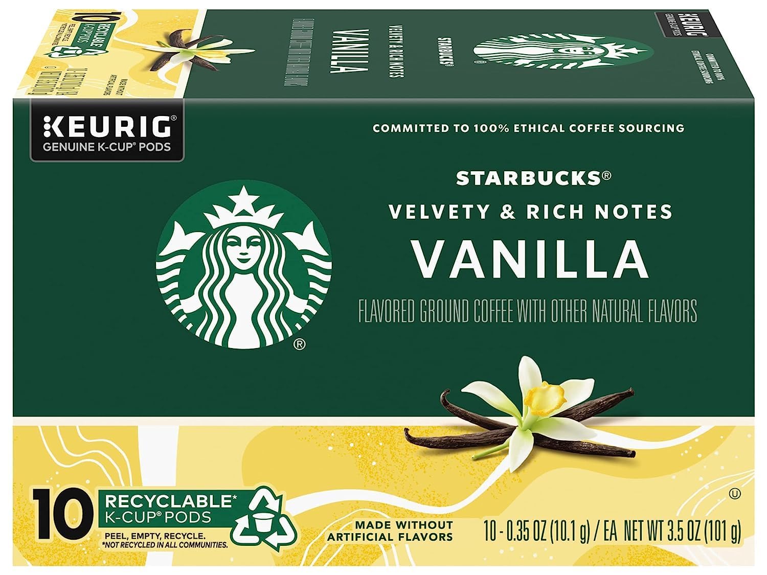 Starbucks K-Cup Pods - Vanilla Flavored Coffee Without Artificial Flavors | 40 Count (4 Boxes)
