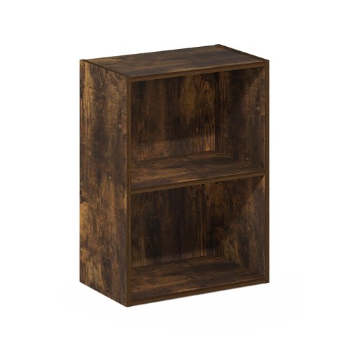 Furinno LUDER Book Shelf, 2-Tier Modern Bookshelf, Open Shelves Bookcase 9 x 16 x 21, for Living Room, Bedroom, Home Office, Amber Pine