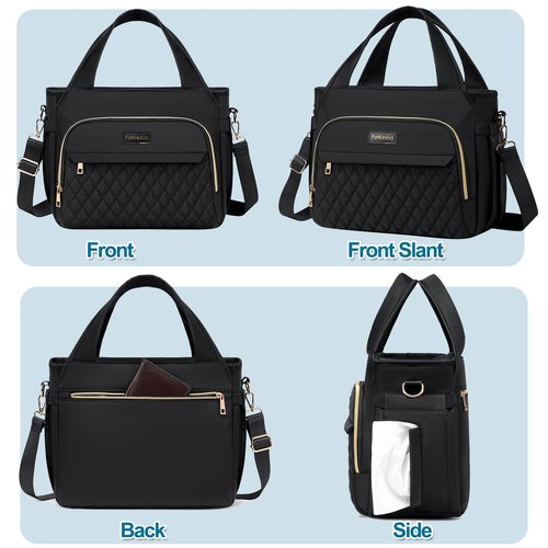 Yunkevivo Lunch Bag Lunch Box Women - Insulated Lunch Tote Bag for Women Men, Leakproof Large Womens Lunch Bags for Work, Lunch Cooler Bag for Adult with Side Pocket for Picnic, Hiking, Beach (Black)