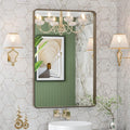 LOAAO Bronze Bathroom Mirror - 24”X36” Rounded Rectangle with Anti-Rust Brushed Metal Frame | Versatile Hanging Options